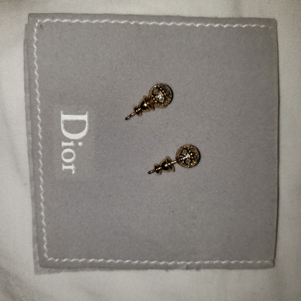 Dior small golden pearl stud earrings